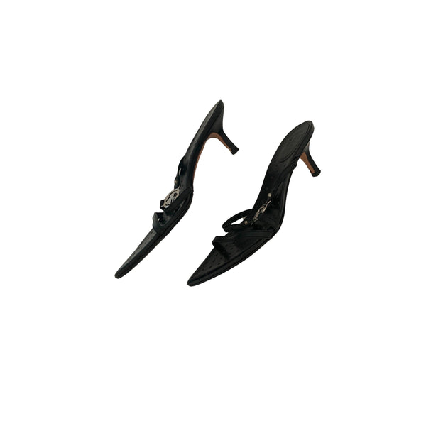 Gucci Black Logo Kitten Heels - Shoes