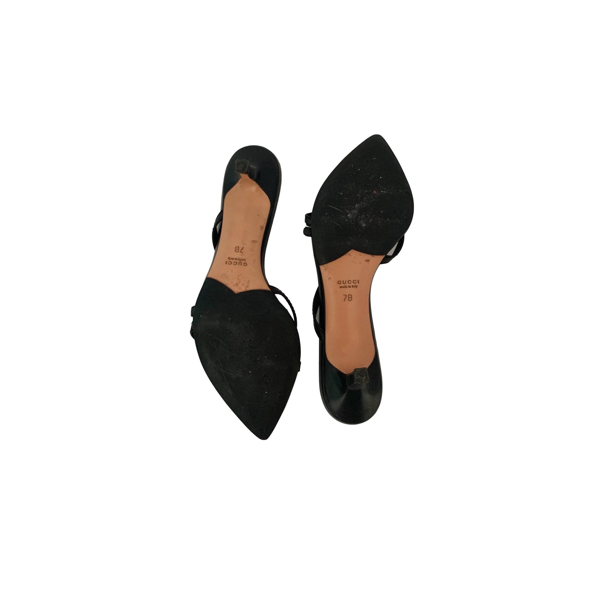 Gucci Black Logo Kitten Heels - Shoes