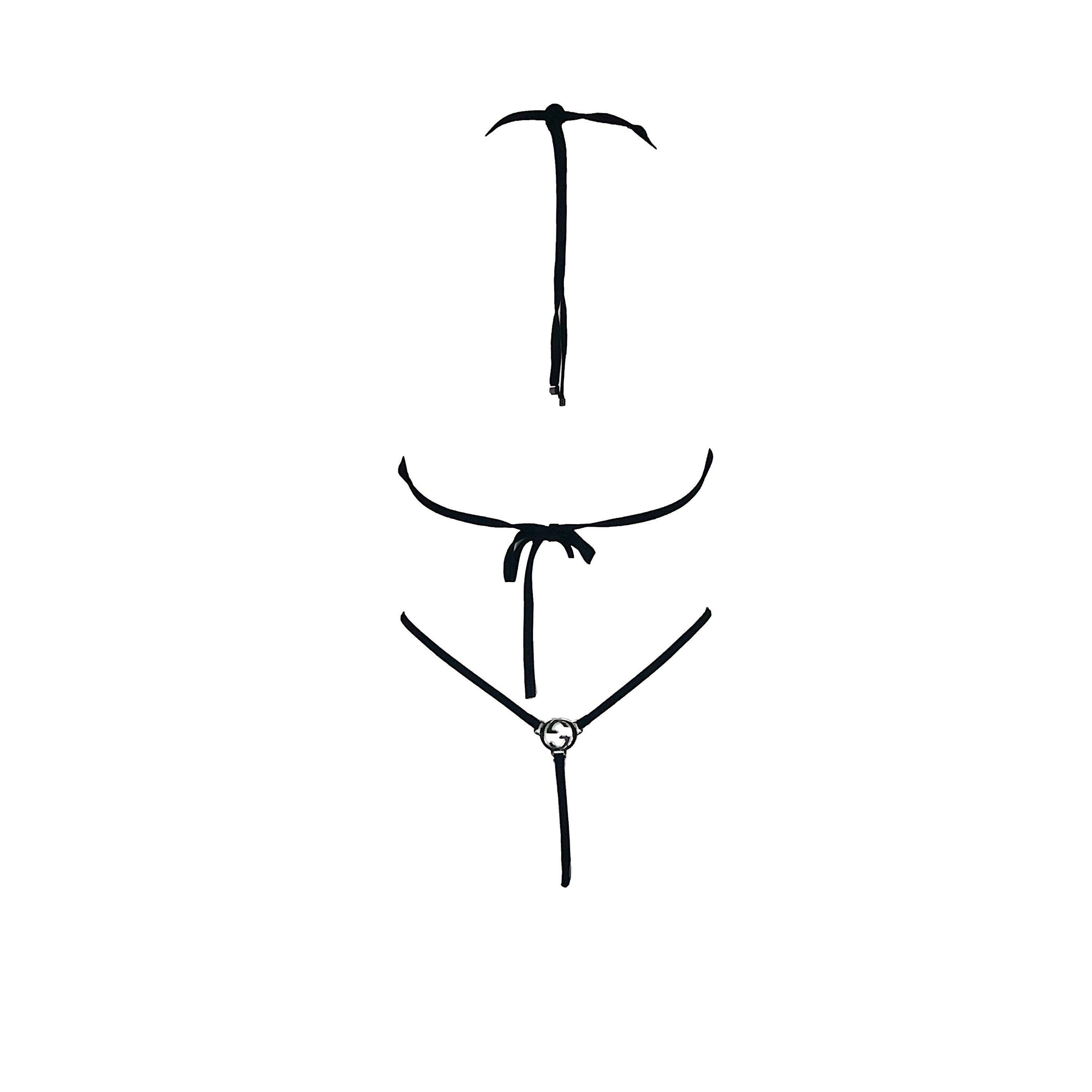 Gucci Black Logo Thong Bikini - Swimwear