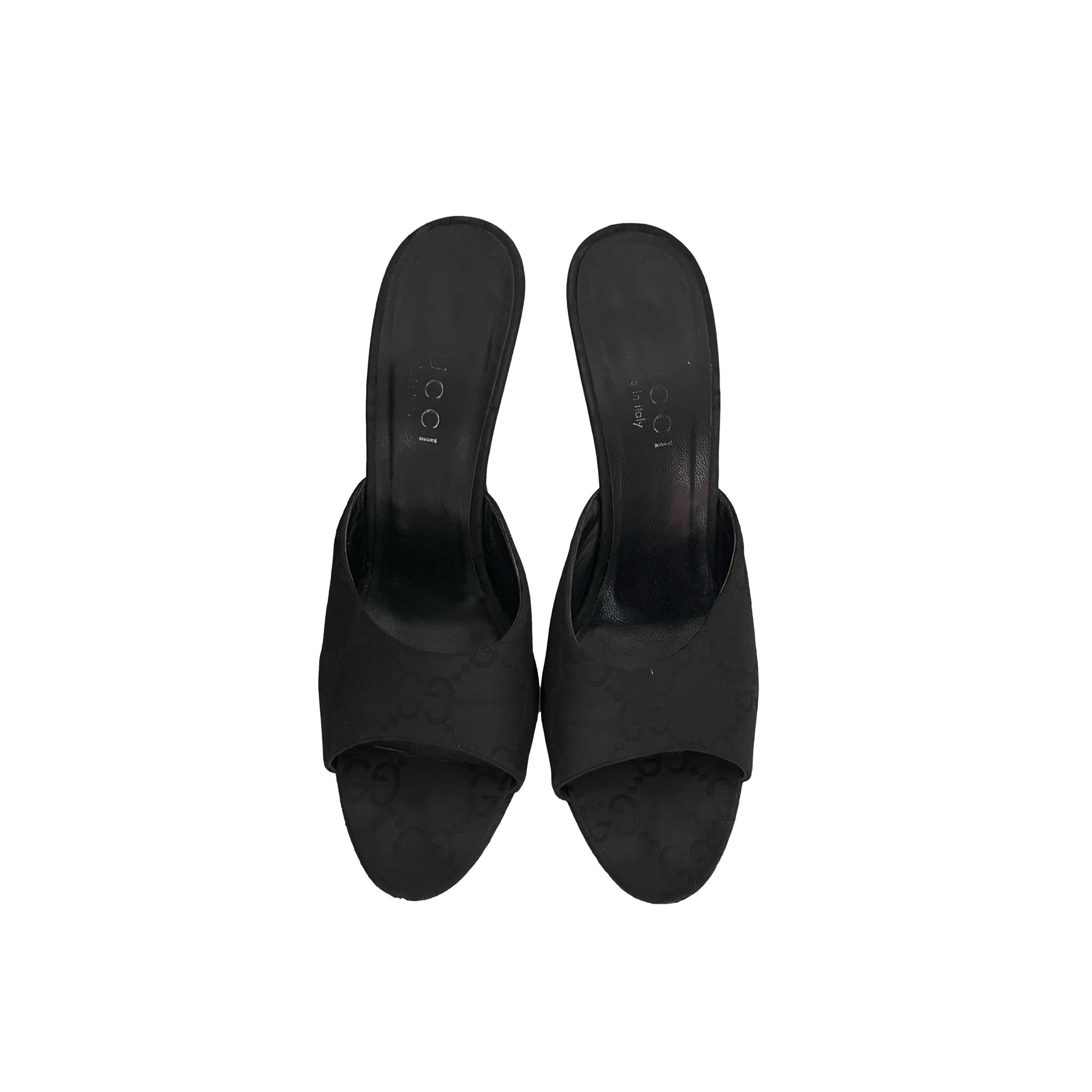 Gucci Black Monogram Heels - Shoes