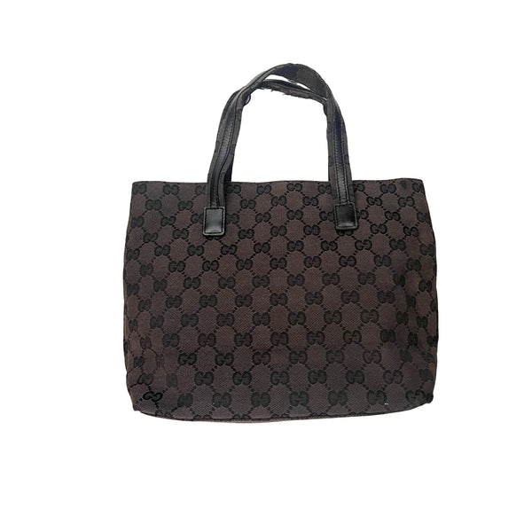 Gucci Black Monogram Shoulder Tote - Handbags