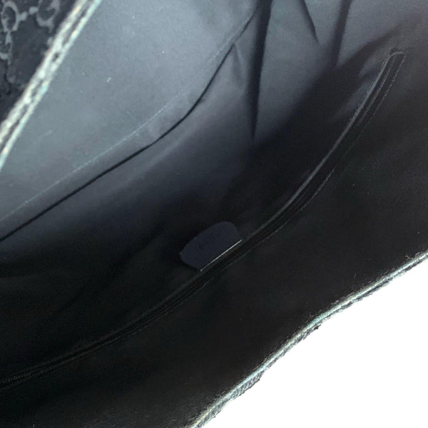 Gucci Black Velvet Oversize Metal Handle Bag - Handbags