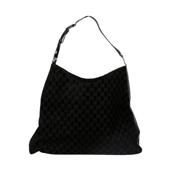 Gucci Black Velvet Oversized Shoulder Bag - Handbags