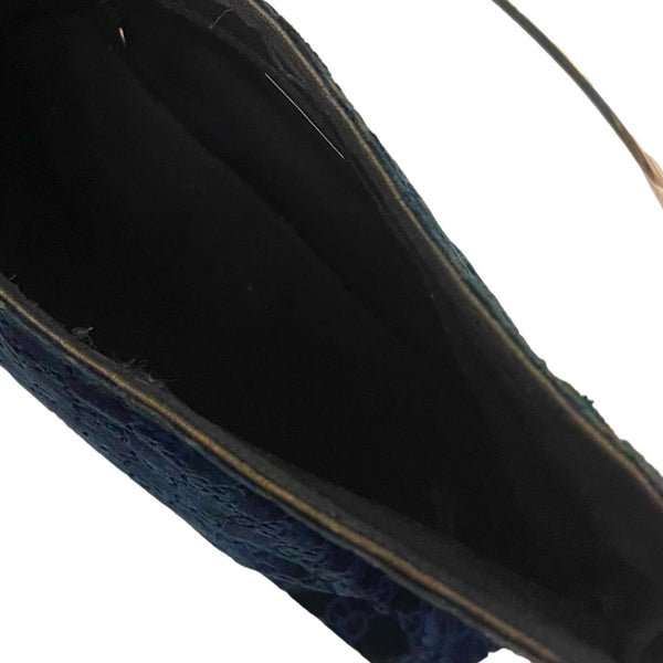 Gucci Blue Velvet Ring Handle Bag - Handbags