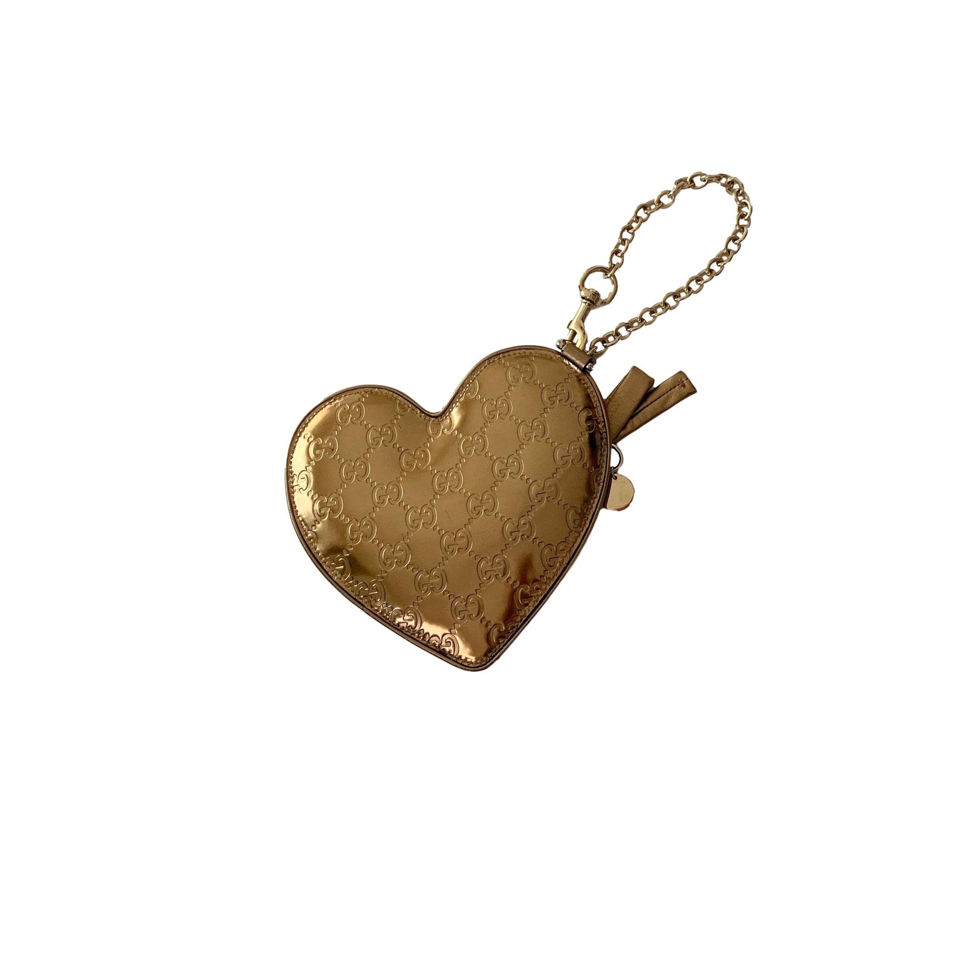 Gucci Bronze Heart Monogram Coin Purse - Accessories