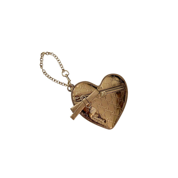Gucci Bronze Heart Monogram Coin Purse - Accessories