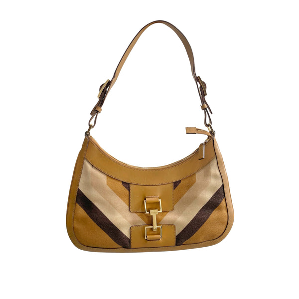 Gucci Brown Chevron Jackie Bag - Handbags