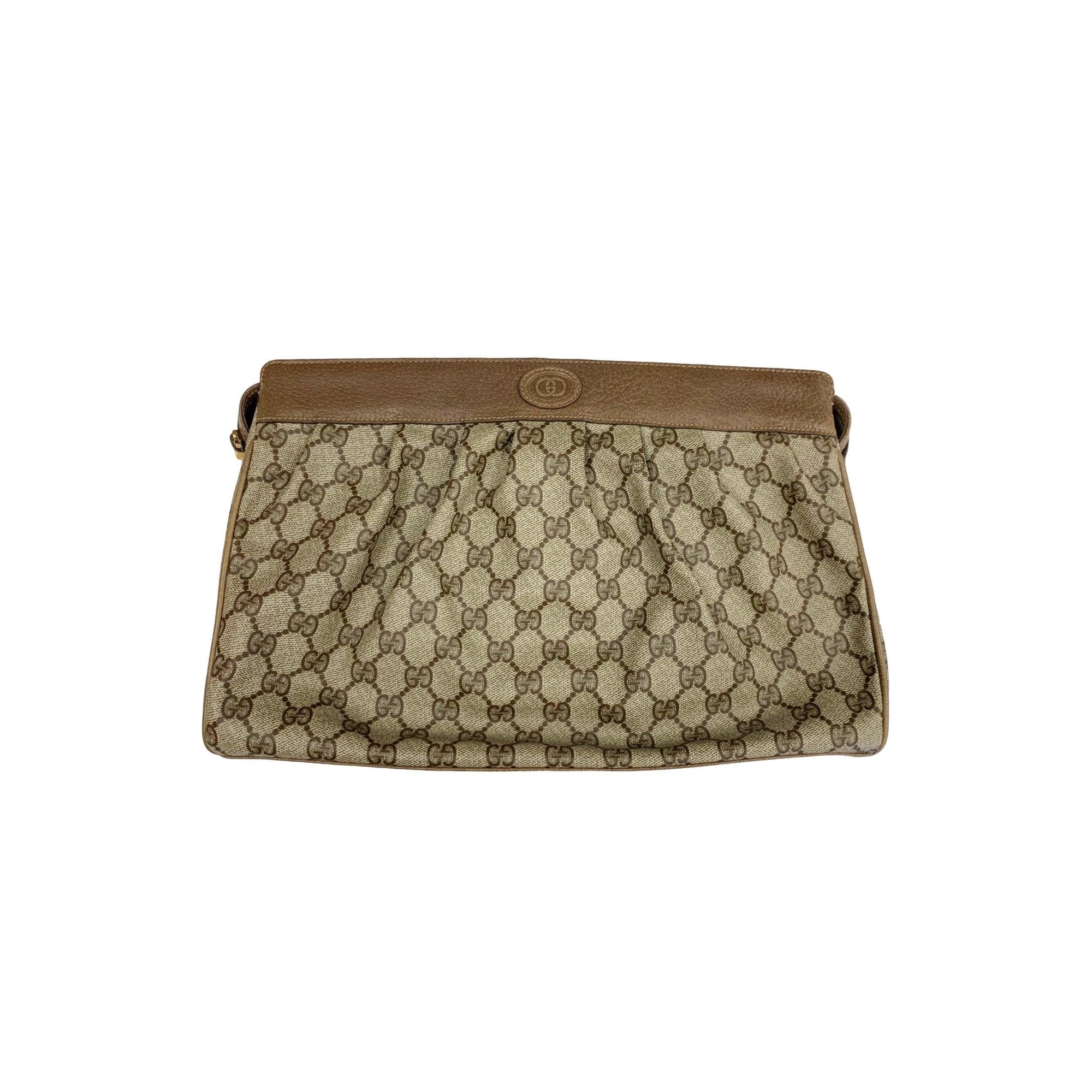 Gucci Brown Jumbo Logo Clutch - Handbags