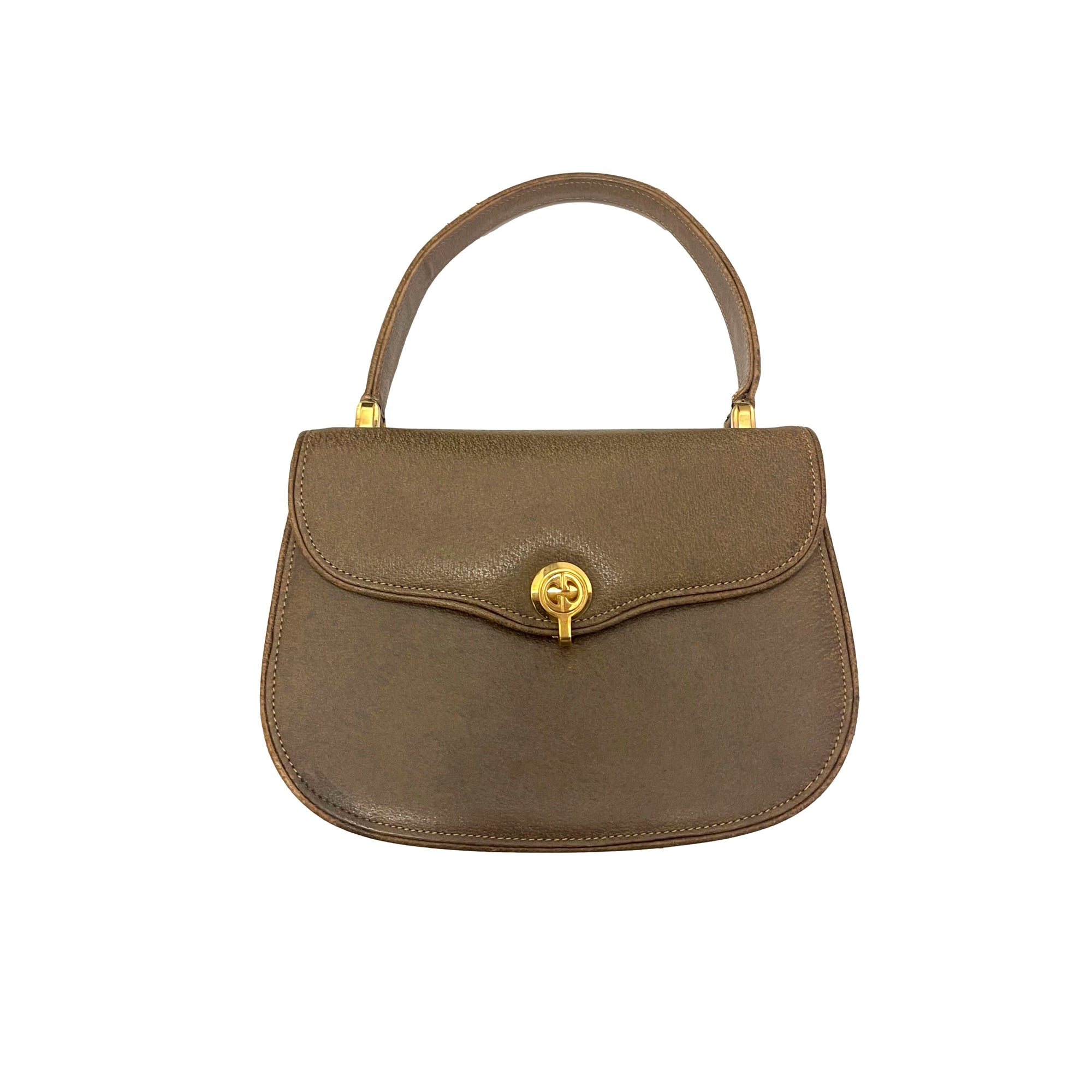 Gucci Brown Logo Top Handle Bag - Handbags