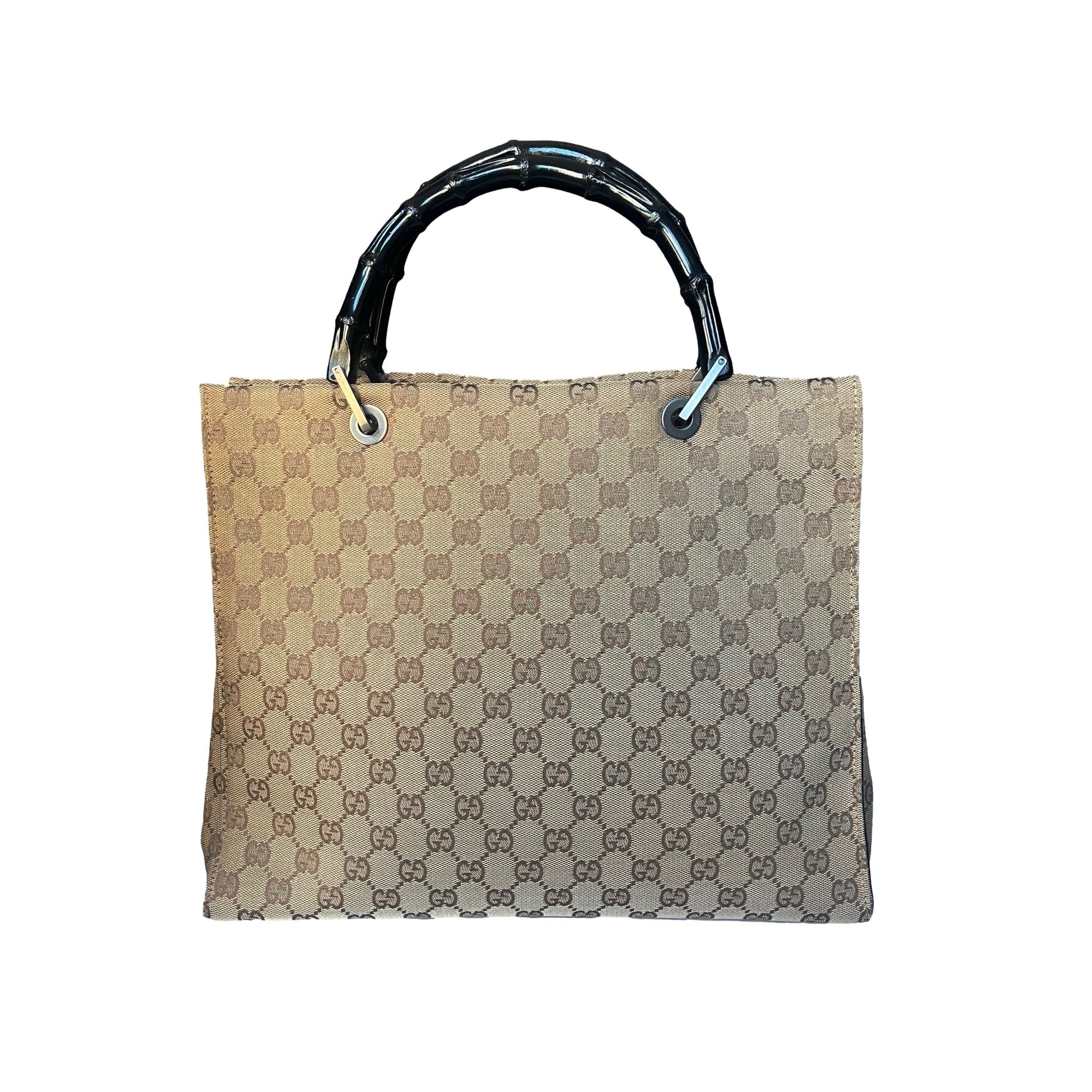 Gucci Brown Monogram Bamboo Tote Bag - Handbags