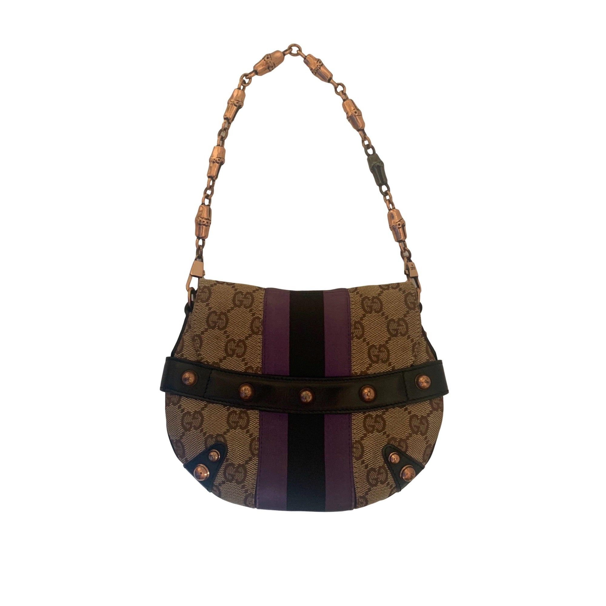 Gucci Brown Monogram Mini Horsebit Bag - Handbags
