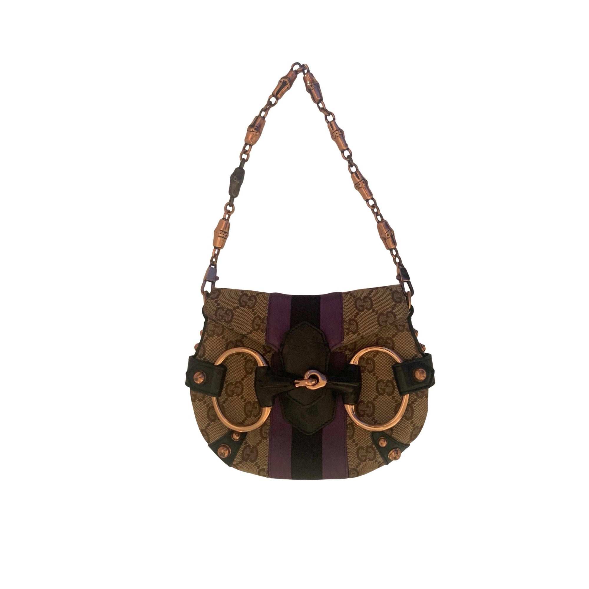 Gucci Brown Monogram Mini Horsebit Bag - Handbags