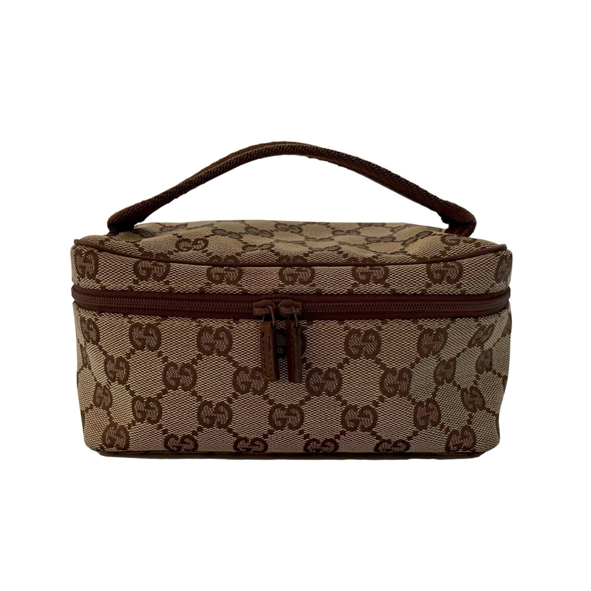 Gucci Brown Monogram Mini Vanity Bag - Handbags