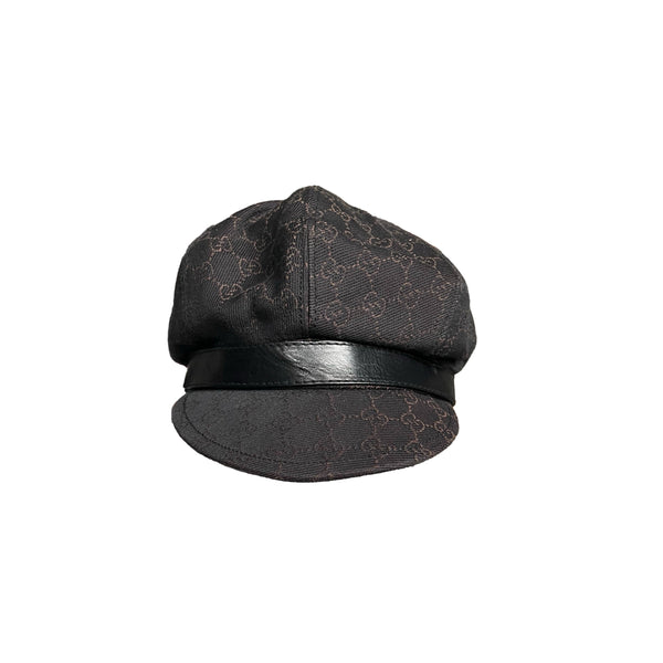 Gucci Brown Monogram Newsboy Hat - Accessories