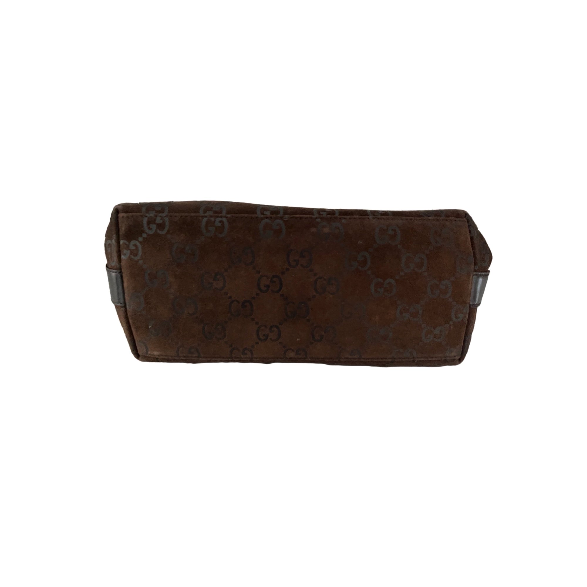 Gucci Brown Suede Monogram Shoulder Bag - Handbags