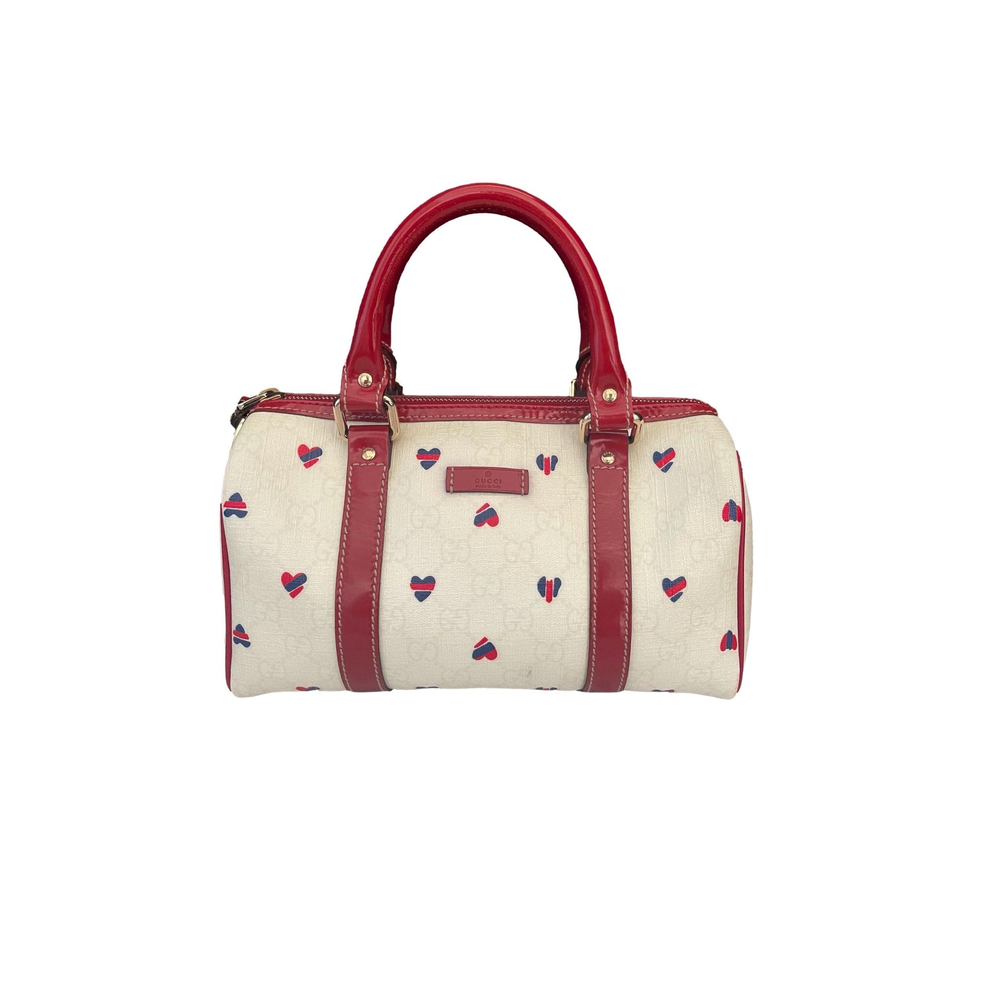 Gucci Cream Monogram Heart Boston Bag - Handbags