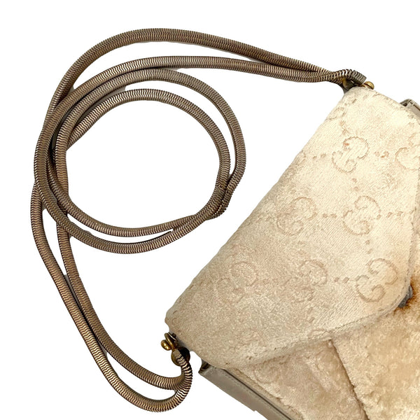 Gucci Cream Monogram Velour Bag - Handbags