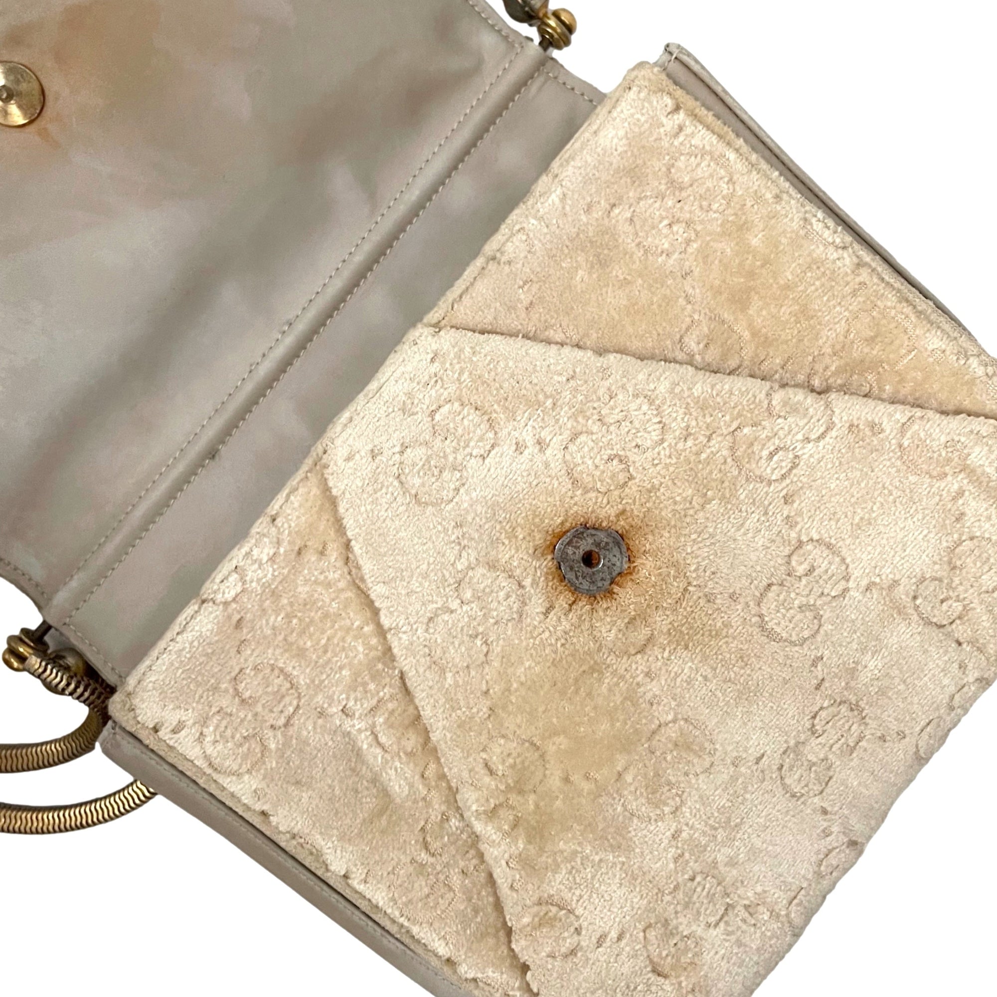 Gucci Cream Monogram Velour Bag - Handbags