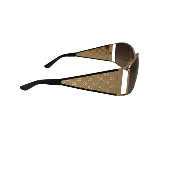 Gucci Gold Logo Cut Out Sunglasses - Sunglasses