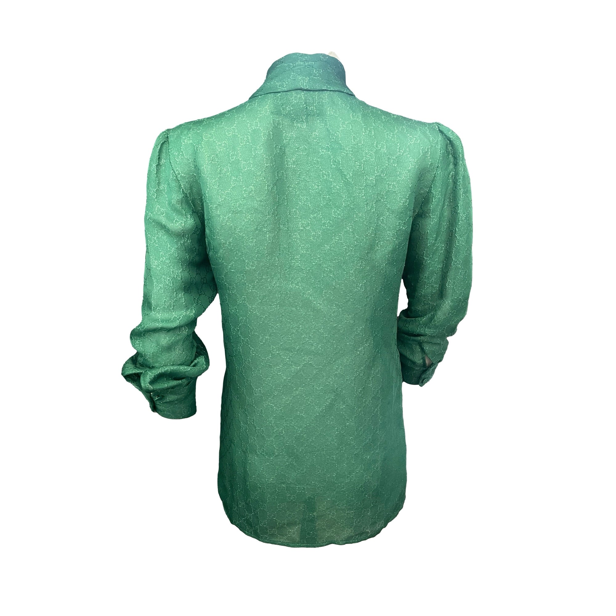 Gucci Green Bow Button Down - Apparel