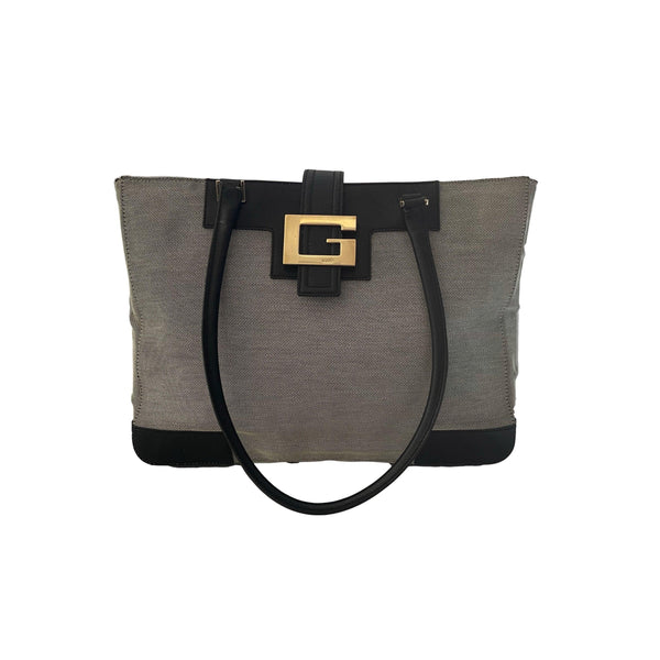 Gucci Grey Textured Tote - Handbags