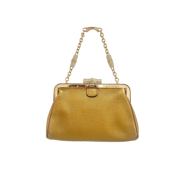 Gucci Mini Gold Rhinestone Chain Bag - Handbags