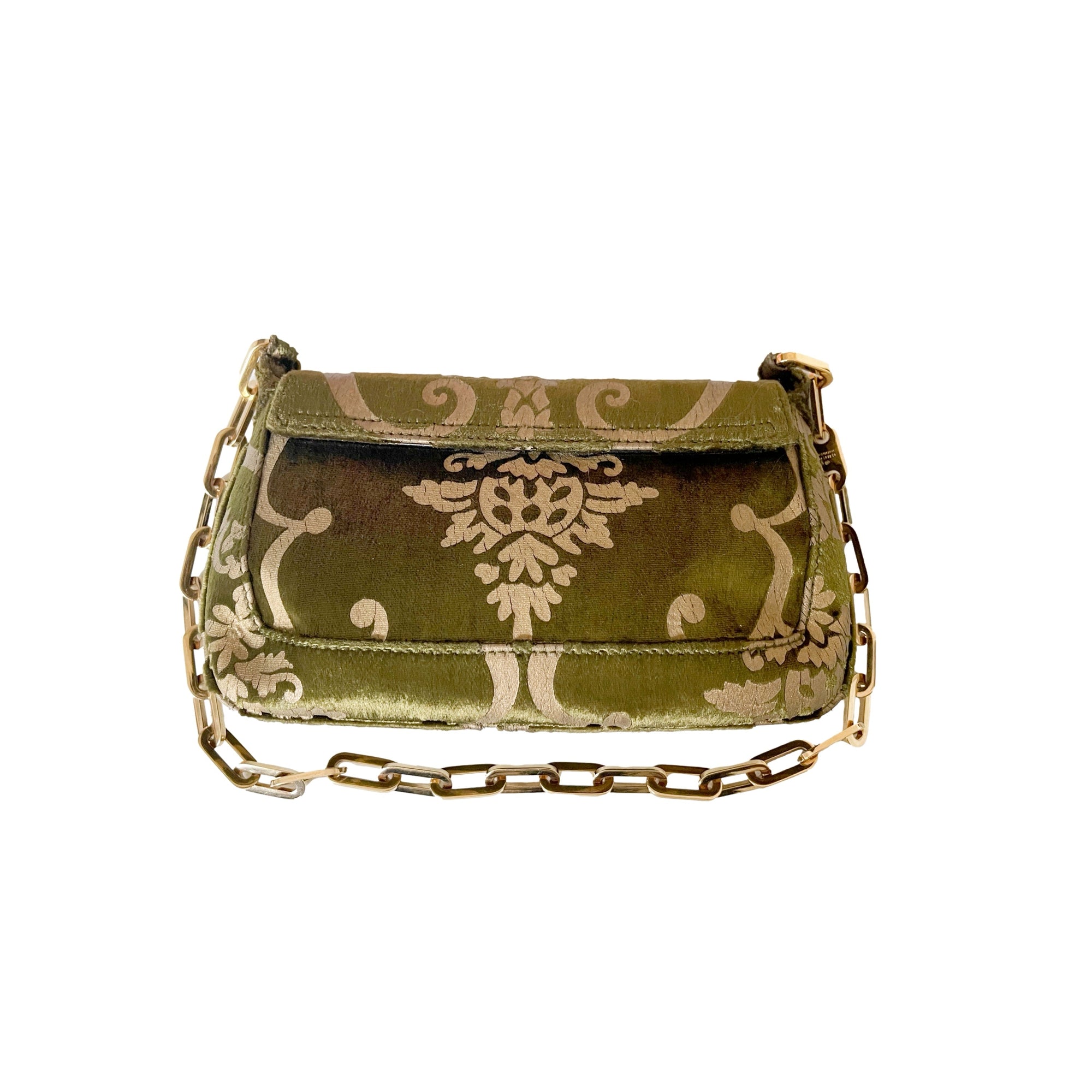 Gucci Olive Velvet Brocade Mini Shoulder Bag - Handbags