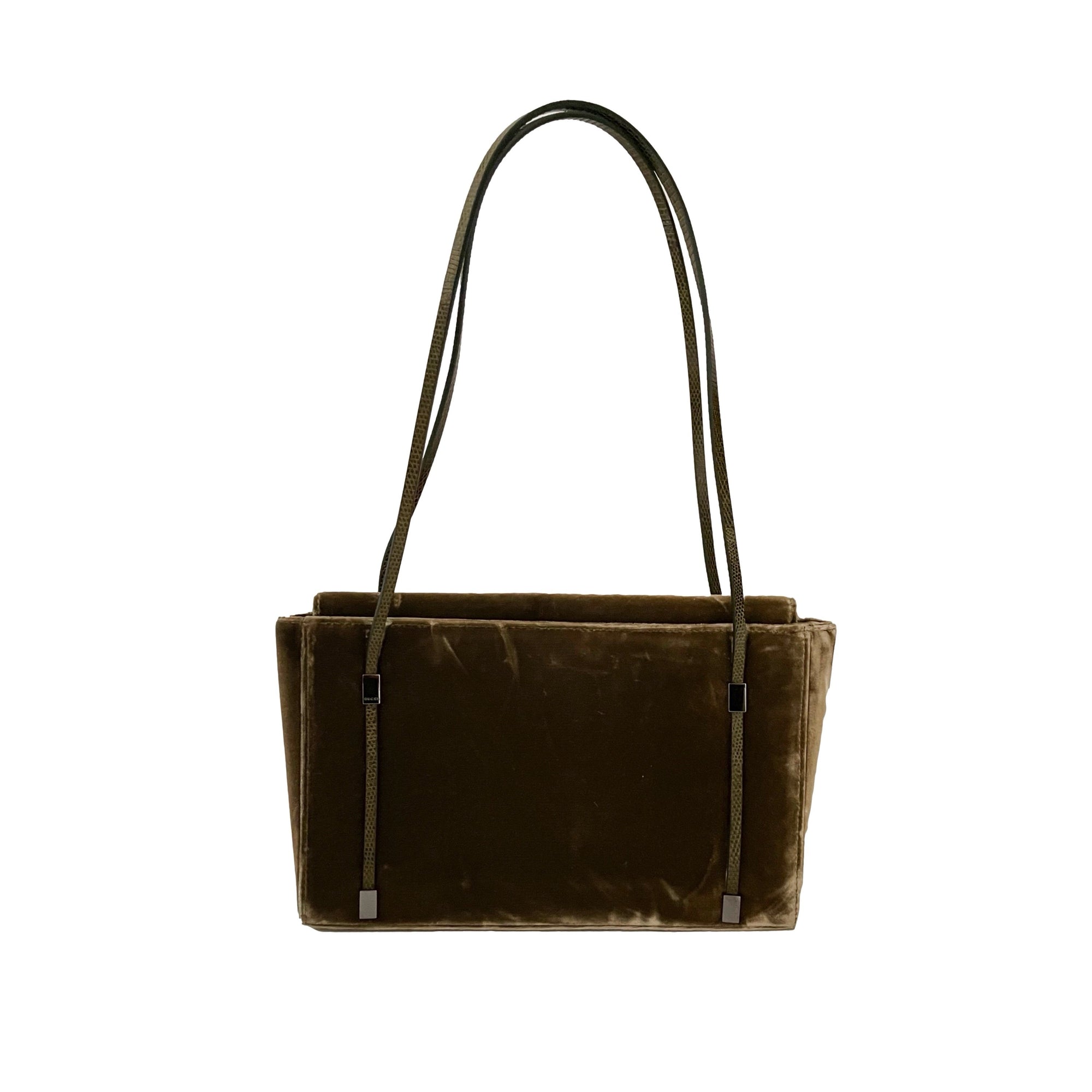 Gucci Olive Velvet Shoulder Bag - Handbags