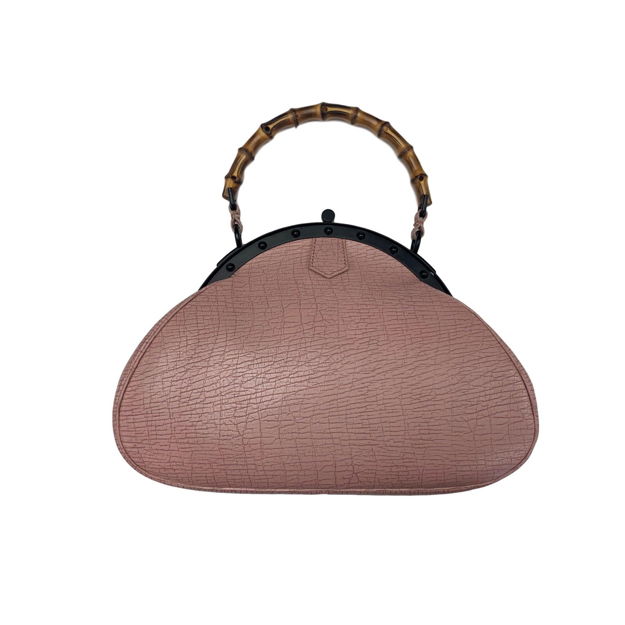 Gucci Pink Logo Bamboo Top Handle - Handbags