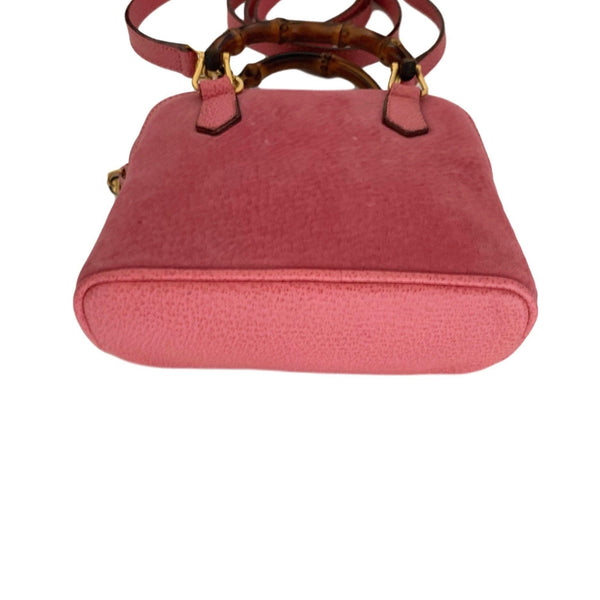 Gucci Pink Suede Bamboo Mini Two Way Bag - Handbags