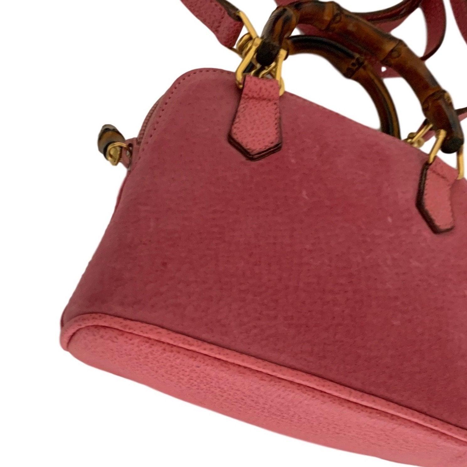 Gucci Pink Suede Bamboo Mini Two Way Bag - Handbags