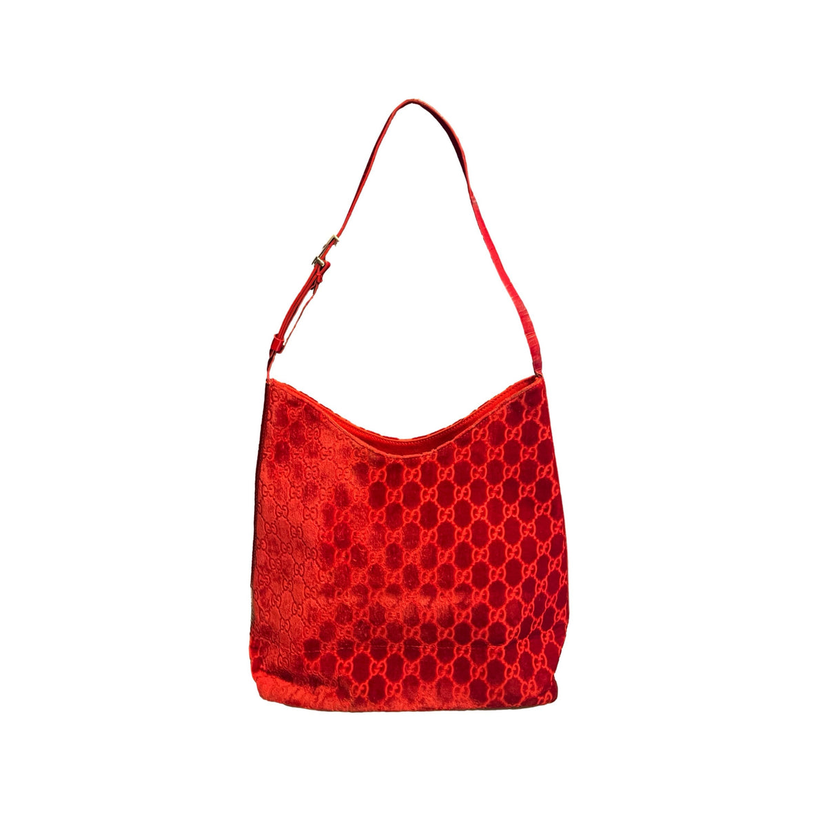Treasures of NYC - Gucci Red Monogram Velvet Shoulder Bag