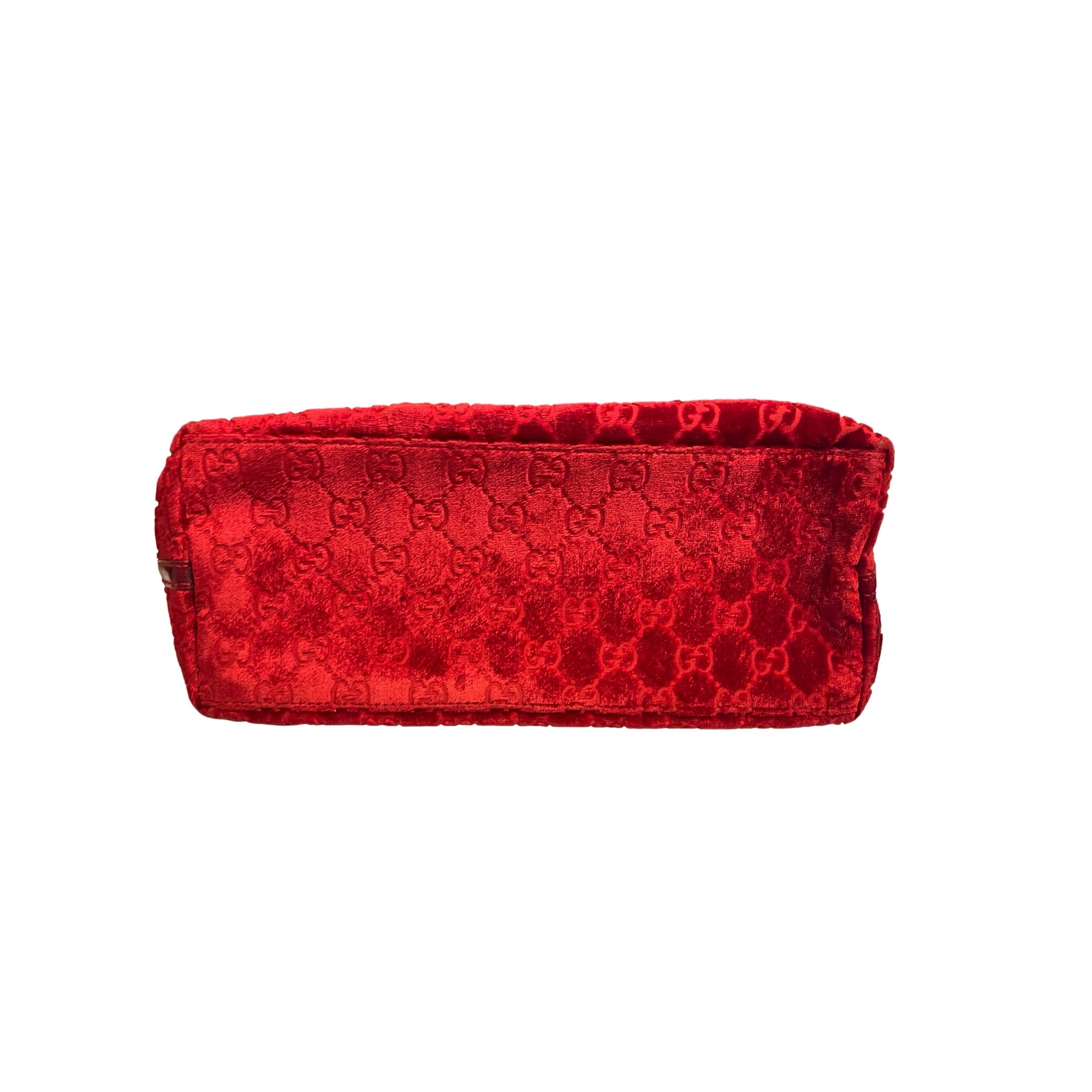 Gucci Red Monogram Velvet Shoulder Bag - Handbags