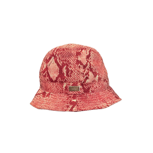 Gucci Red Snake Print Bucket Hat - Accessories