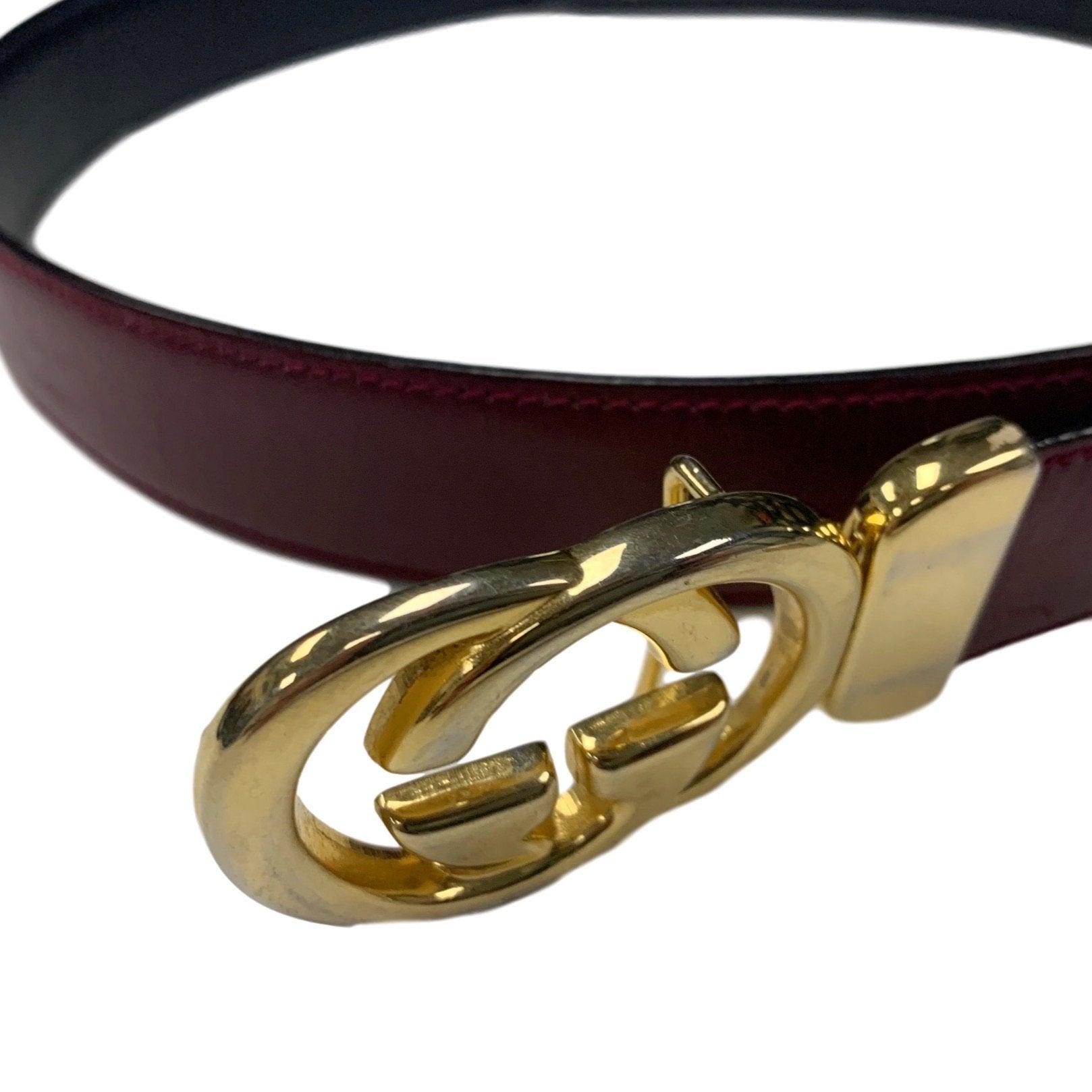 Gucci Reversible Navy/Burgundy Logo Belt - Accessories