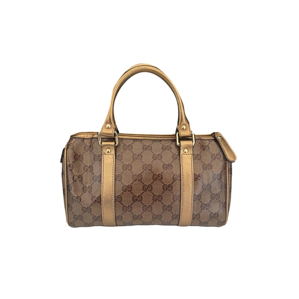 Gucci Tan Monogram Coated Canvas Boston Bag - Handbags