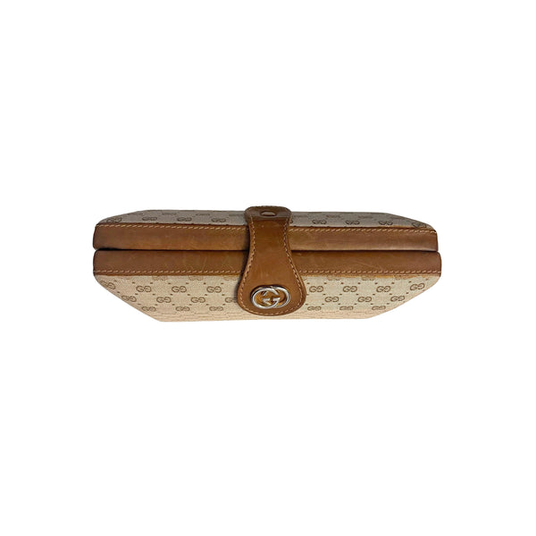 Gucci Tan Monogram Structured Box Clutch - Handbags
