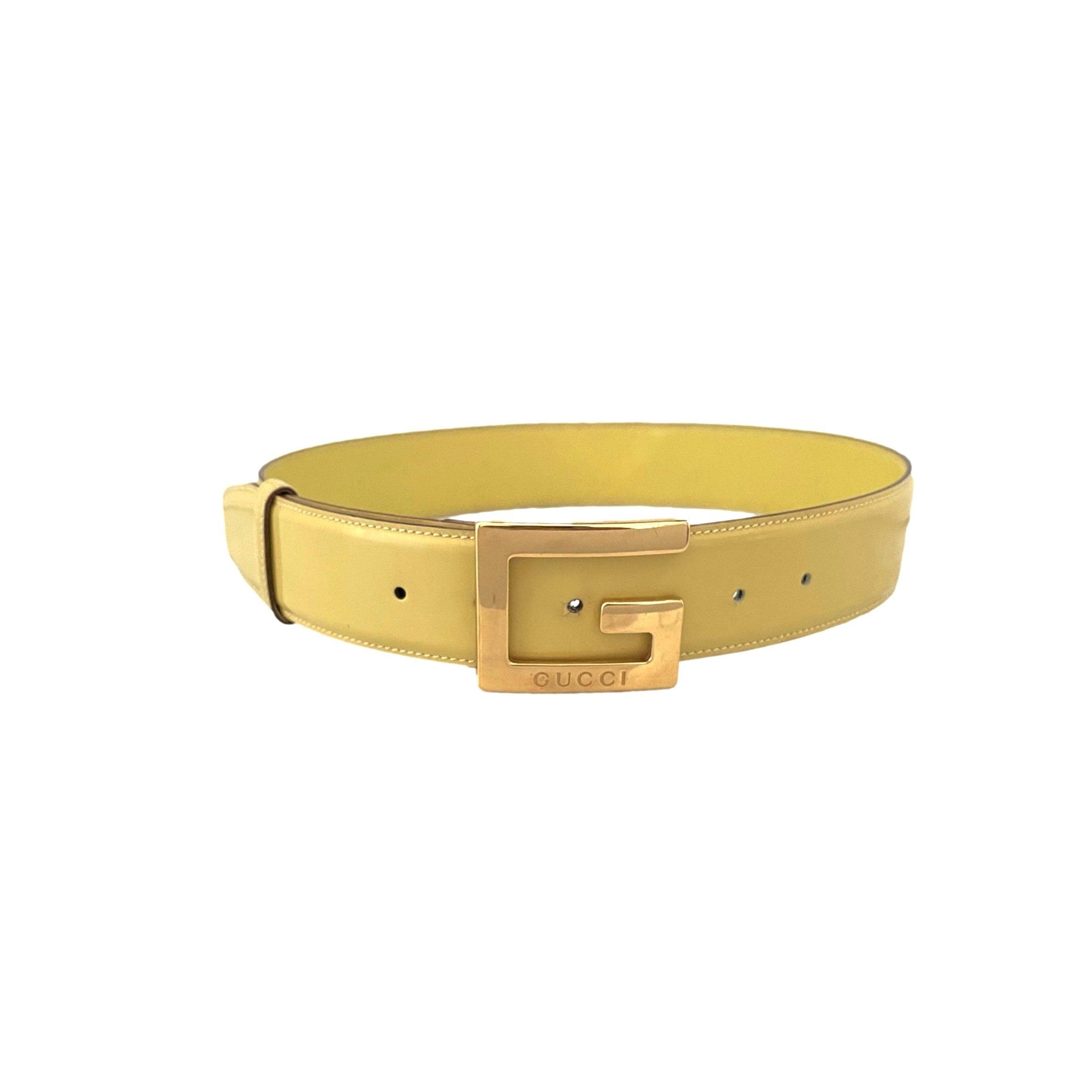 Gucci Yellow Patent Jumbo Leather Belt - Accessories