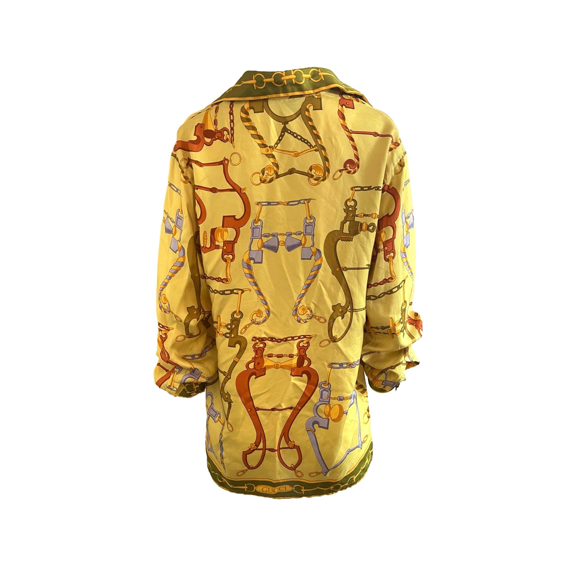 Gucci Yellow Print Silk Button Down - Apparel
