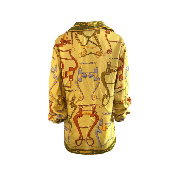 Gucci Yellow Print Silk Button Down - Apparel