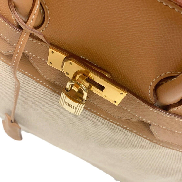 Hermes 35cm Canvas And Leather Birkin Bag - Handbags