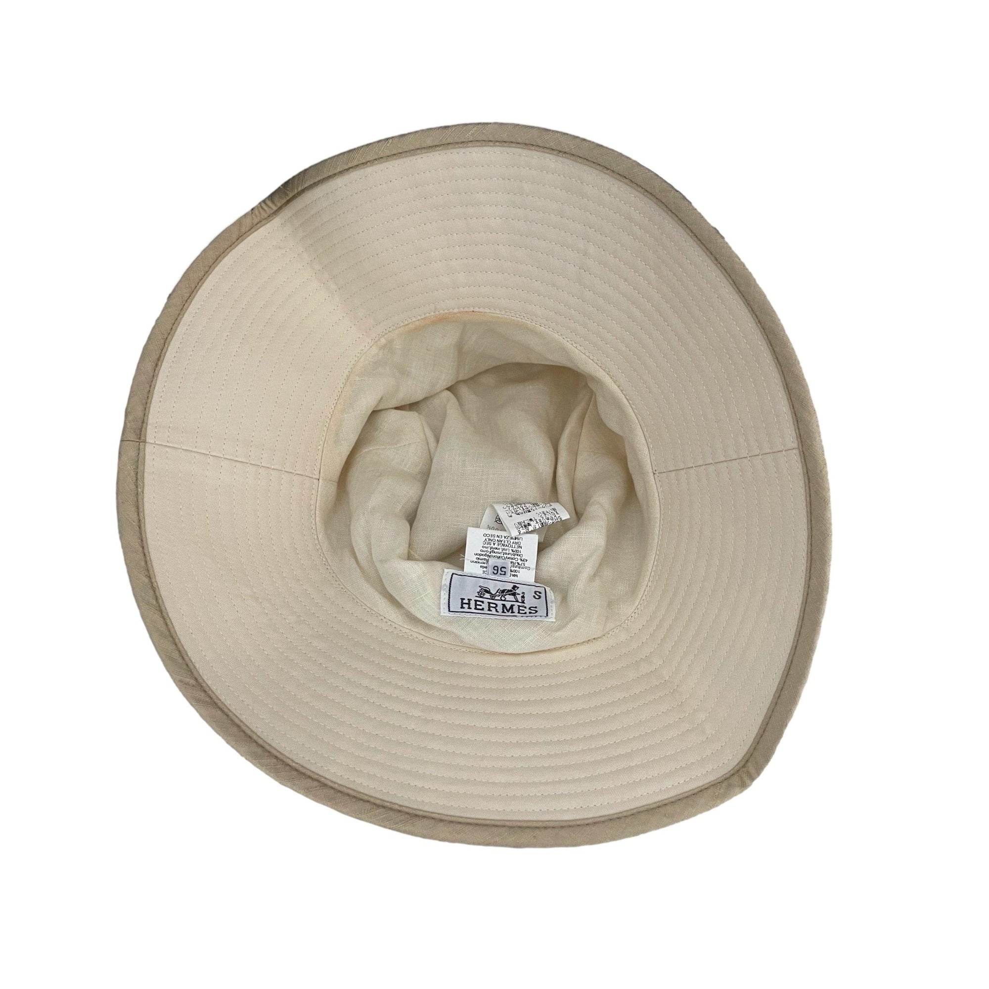 Hermes Beige Print Bucket Hat - Accessories