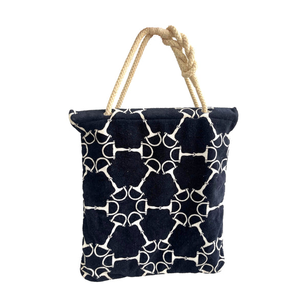 Treasures of NYC Hermes Black Terry Cloth Beach Bag