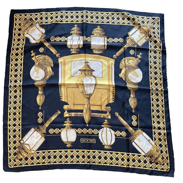 Hermes Gold Lantern Print Silk Scarf - Accessories