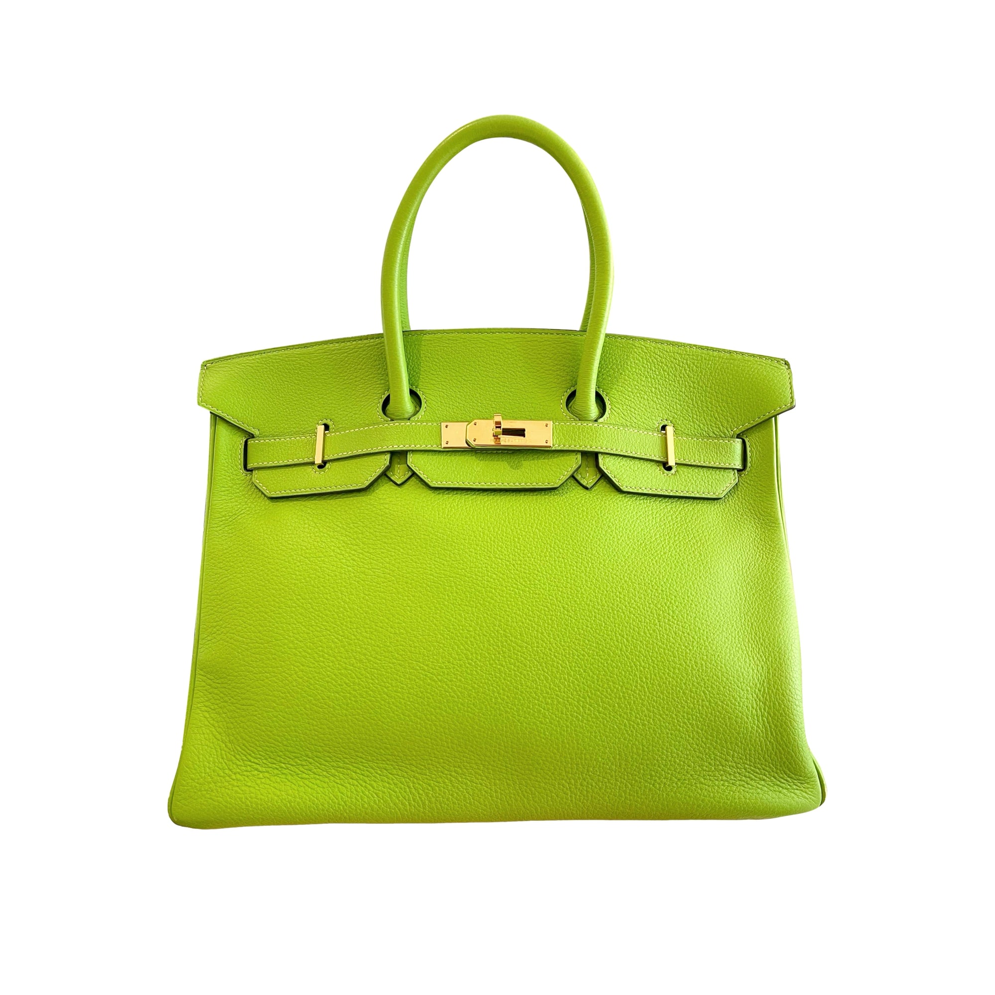 Hermes Lime Green 35 Birkin - Handbags