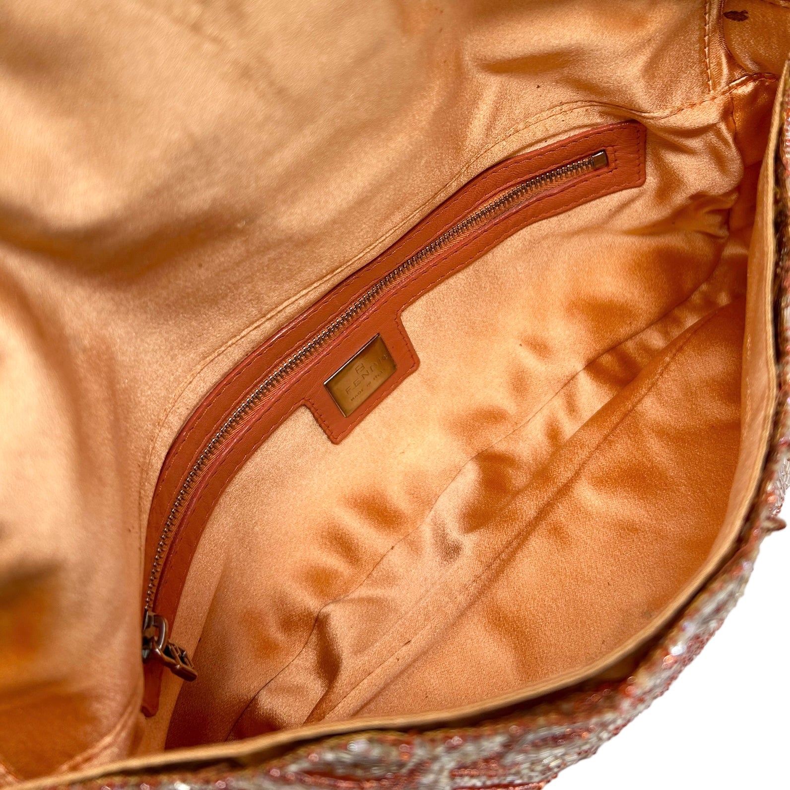 Fendi Orange Beaded Baguette Bag