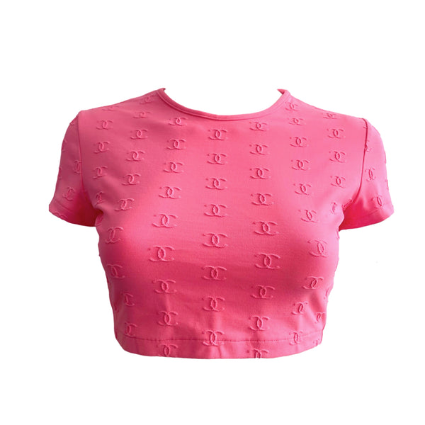 Chanel Pink Logo Crop Top