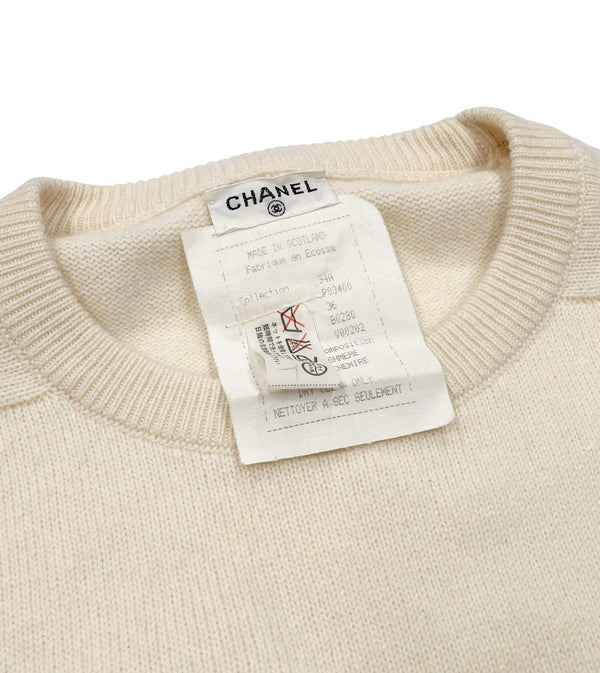 Chanel Beige Cashmere Logo Pullover