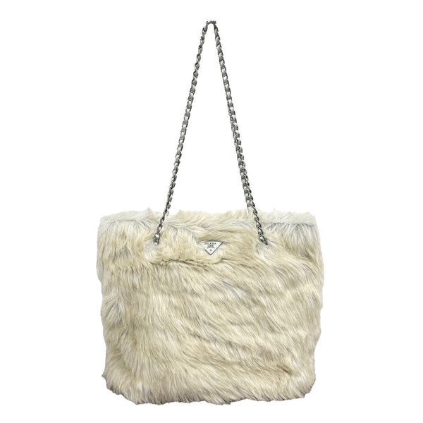 Faux fur handbag Prada White in Faux fur - 29471891