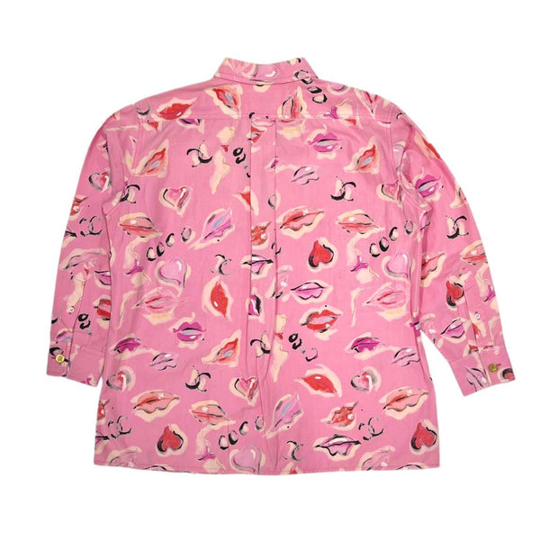 Chanel Pink Lip Logo Button Down